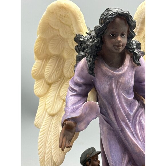 African American Guardian Angel Figurine Children On Seesaw Christmas decor - Picture 2 of 13